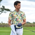thumbnail image 4 of Daiia Tropical Flowers Pattern Men’s Polo Shirts,Solid Deck Shirt,Classic Fit, Breathable Cotton Polo for Casual and Sport Wear-Medium, 4 of 7