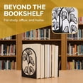 thumbnail image 3 of Unique Bargains Decorative Non-Skid Hollow-out Metal Bookends for Home Black  Style B 4.7"x3.5"x7", 3 of 5