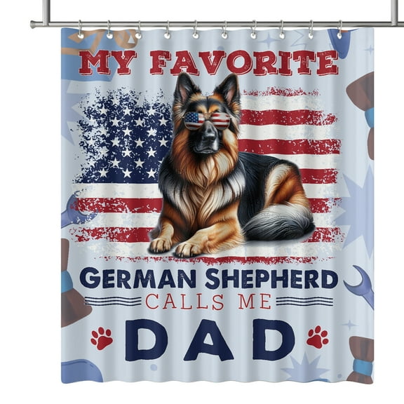 My Favorite German Shepherd Calls Me Dad. Happy Father's Day Shower Curtain Alsatian Dog Lover Gifts Waterproof Bathroom Bathtub Curtain - 00005