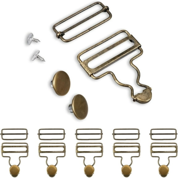 3 pair Metal Overalls Buckles Metal Suspender Buckles Overall Clip Replacement with Buckle Slider and Buttons for Jeans Suspender, Bib Pants DIY Sewing Accessories