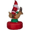 thumbnail image 3 of Gemmy Animated Christmas Airblown Inflatable Santa & Reindeer Rodeo Scene, 6.5 ft Tall, Multi, 3 of 3