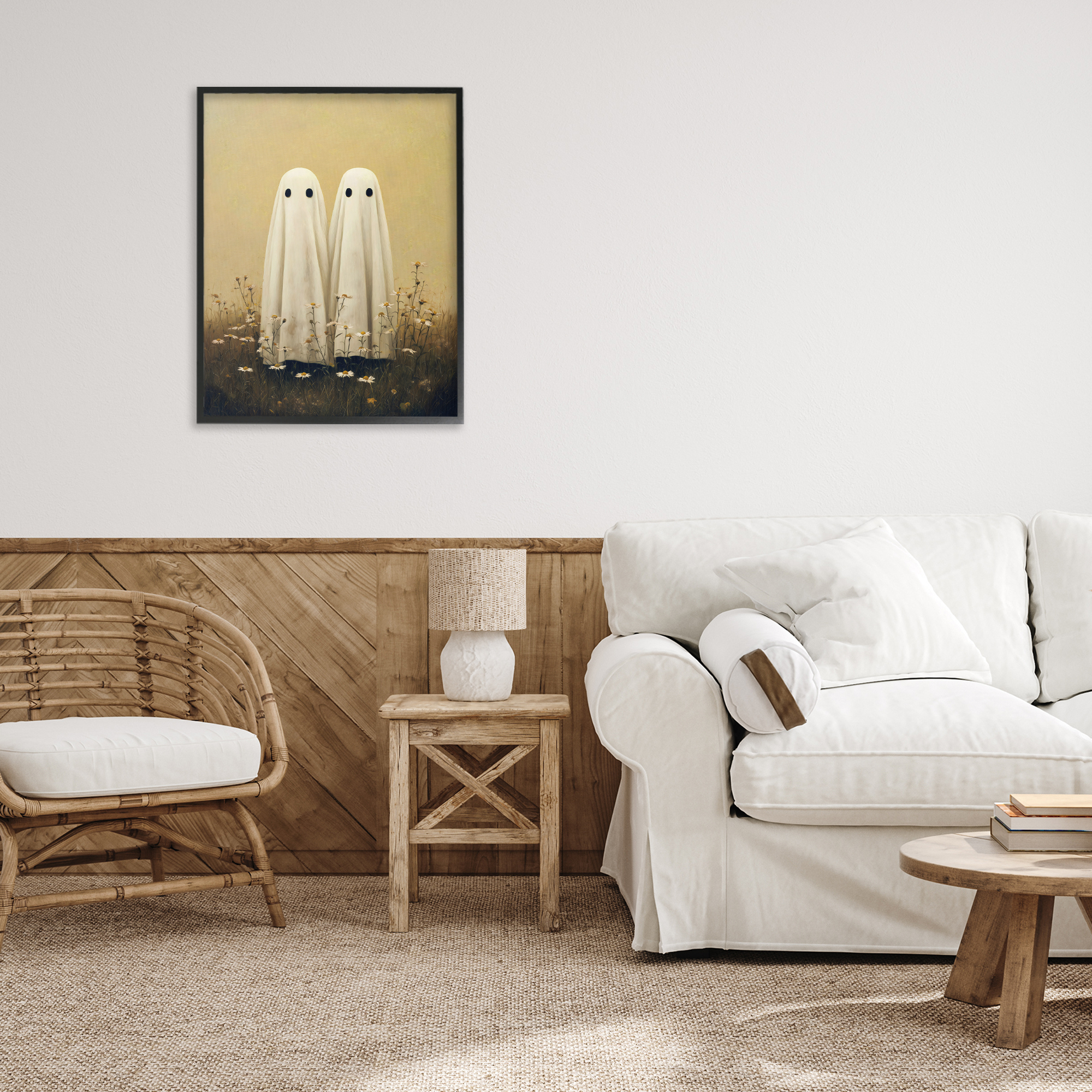 Daisy Ghost Couple Black Framed Giclee Art, design by Arlington Prints