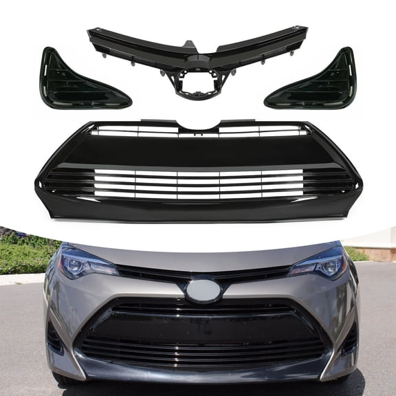 For 2017 2018 2019 Toyota Corolla LE XLE CE Upper Lower Bumper Grill Fog Covers