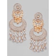 thumbnail image 2 of Rubans Handcrafted Earrings: Rose Gold Plated, Zircon Studded, Floral Chandbali Design - Elegant Jewelry for Women, 2 of 2