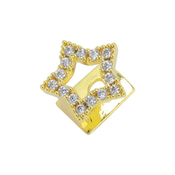 Unique Bargains 1 Pc Fake Grills Hip Hop Five-Pointed Star Teeth Grillz Gold Tone
