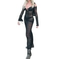 thumbnail image 3 of Coduop Women Mesh Sheer Bikini Cover Ups See Through Sleeveless Bodycon Cami Dress, 3 of 9