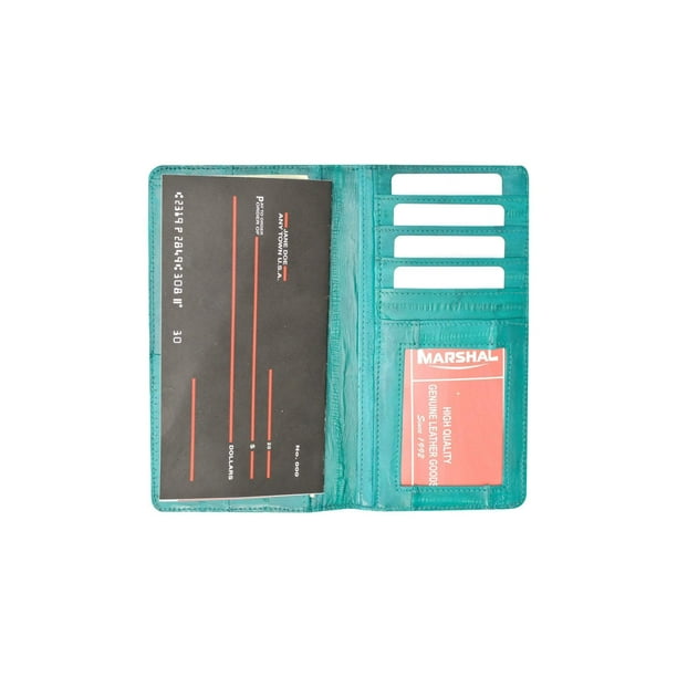 Genuine Eel Skin Leather Checkbook Cover Credit Card Holder ID Window E