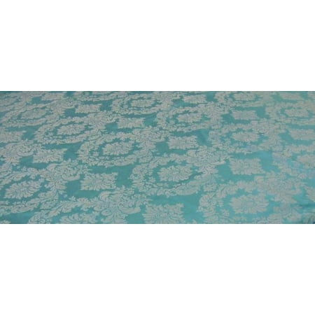 

15 Pack Flocked Taffeta Damask 12 x 108 Top Table Runner 16 COLORS Wedding (Color: Tiffany / White)