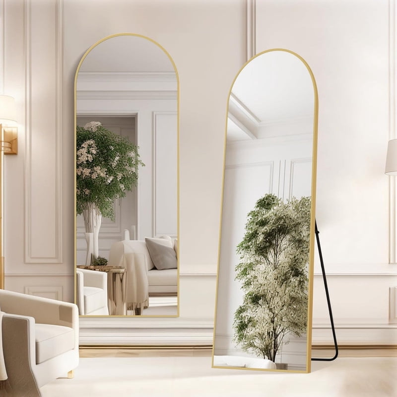 Gleamira 71"x26" Arch Full Length Mirror Wall Hanging or Floor Mirror with Aluminum Alloy Frame, Gold