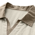 thumbnail image 3 of Mens Cotton Linen Polo Shirts Casual Short Sleeve V Neck Shirt Summer Beach Hippie Tshirt Shirt for Men Big and Tall Size M-3XL Beige, 3 of 7