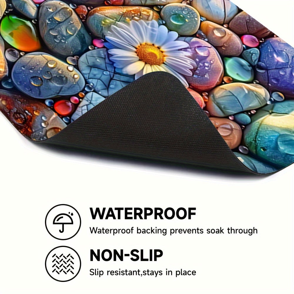 1pc 20in×24in/24in×24in, Colored Stones Pattern, Washer And Dryer Top Protection Mat, Washing Machine Dust Cover Mat, Kitchen Accessories, Non-Slip, For Laundry Bathroom Home Decor, Room Decor