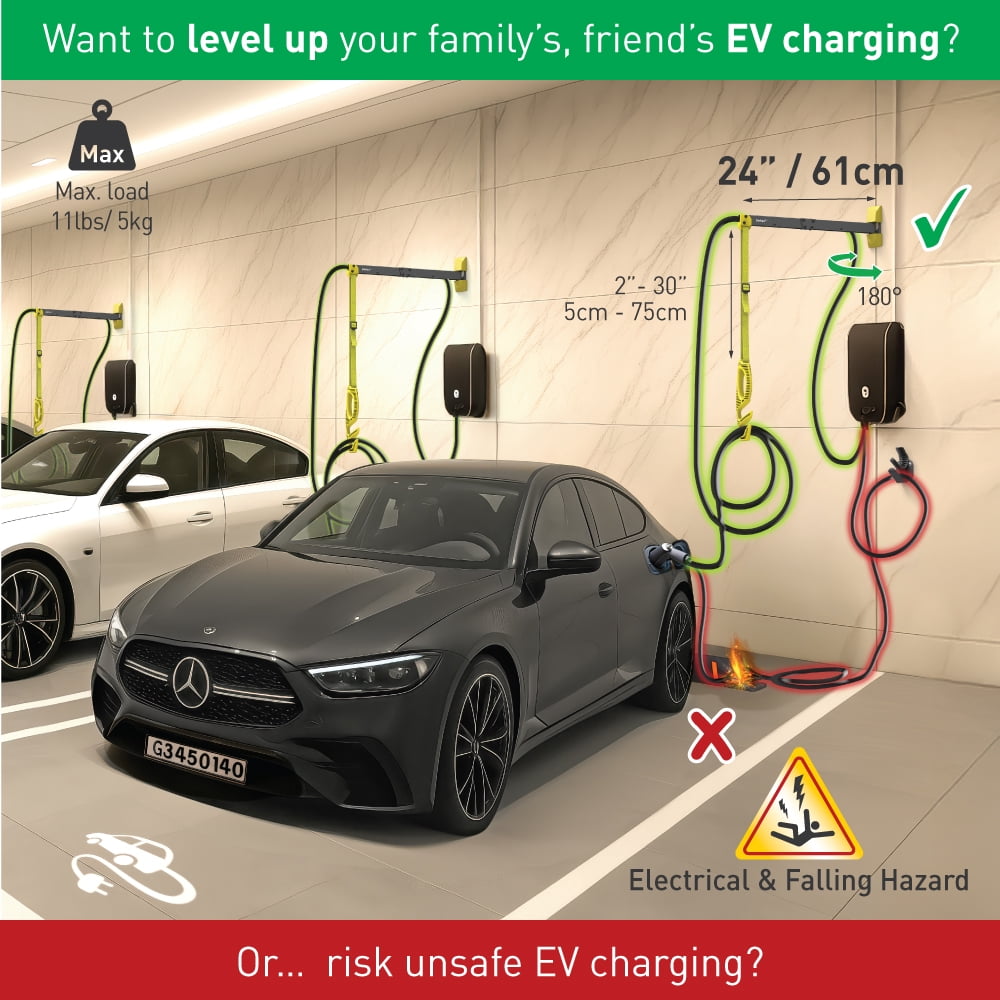 24” / 61cm Protective EV Charging Cable Wall Arm