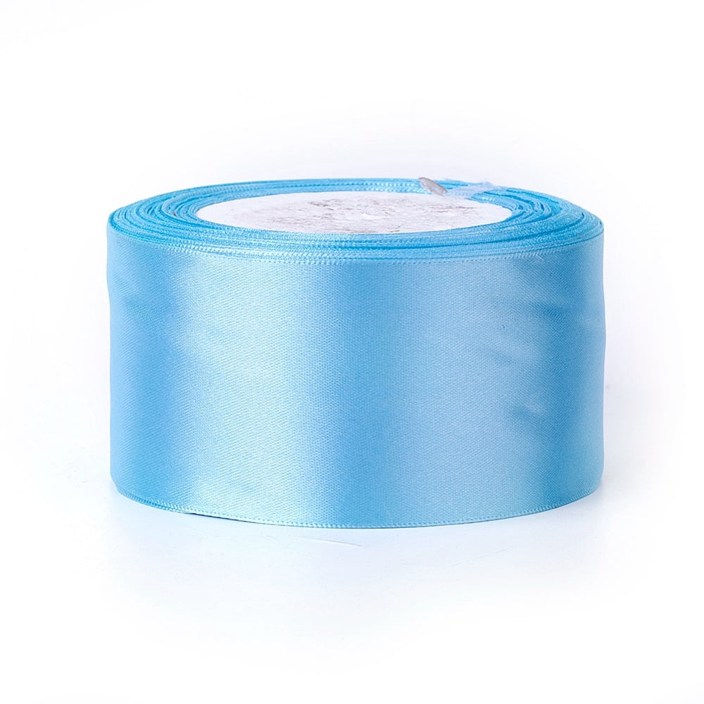 Single Face Satin Ribbon Polyester Ribbon Sky Blue 2 inch(50mm) about 25yards/roll(22.86m/roll) 100yards/group(91.44m/group) 4rolls/group DIY