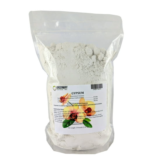 Gypsum Powder Calcium Sulfate 100% Water Soluble "Greenway Biotech Brand" 3 Pounds