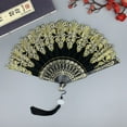 thumbnail image 4 of Folding Fans Chinese Style Handheld Fans Vintage Silk Fabric Holding Fan Foldable for Wedding Dancing Cosplay Party Wall Decoration, 4 of 6