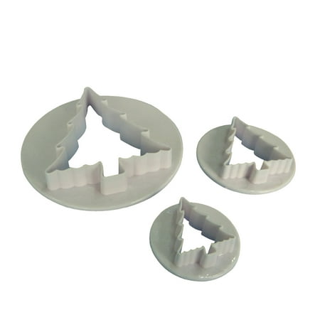 3pcs Food Grade Plastic Christmas Tree Cutting Mold Cookie Moulds Set Cake Cutters Baking