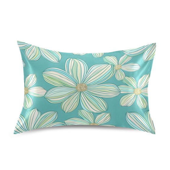 Satin Pillow Case Standard Silk Pillow Cover for Hair and Skin Envelope Closure Watercolor Daisy Flowers 20"x26"