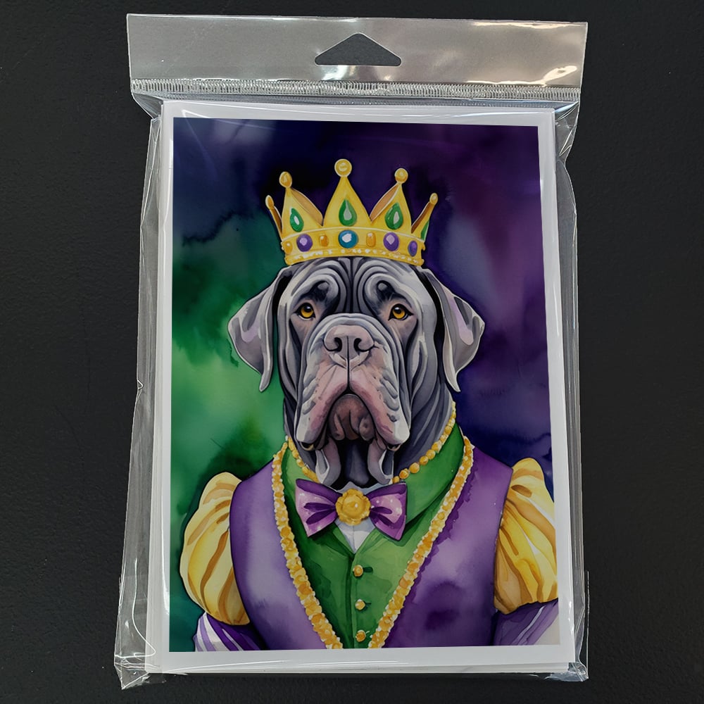 Neapolitan Mastiff King of Mardi Gras Greeting Cards Pack of 8 7 in x 5 in