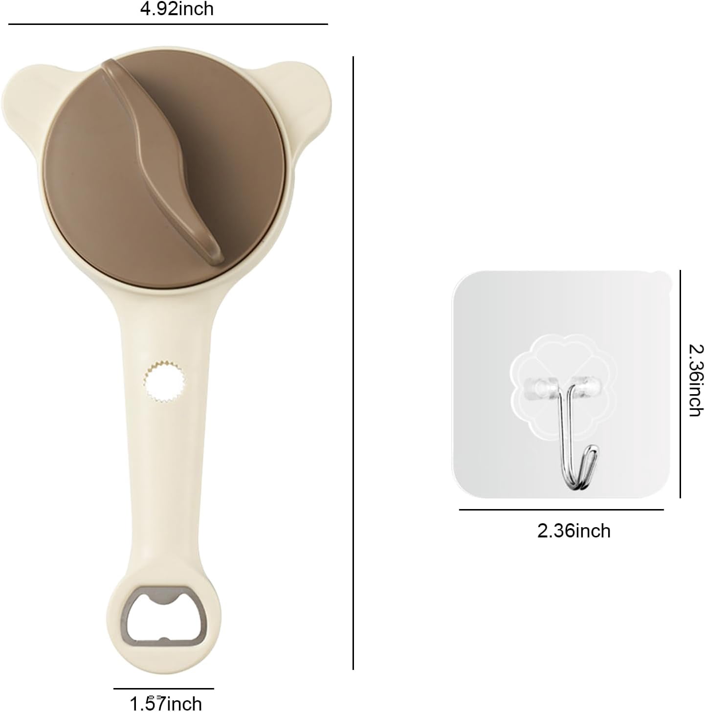 FRKSMD-2Pcs 4-in-1 Jar Opener with 4 Hooks - Adjustable Stainless Steel Lid Remover for Seniors & Arthritis Sufferers, Easy Grip Opener for Kitchen Jars, Bottles & Cans