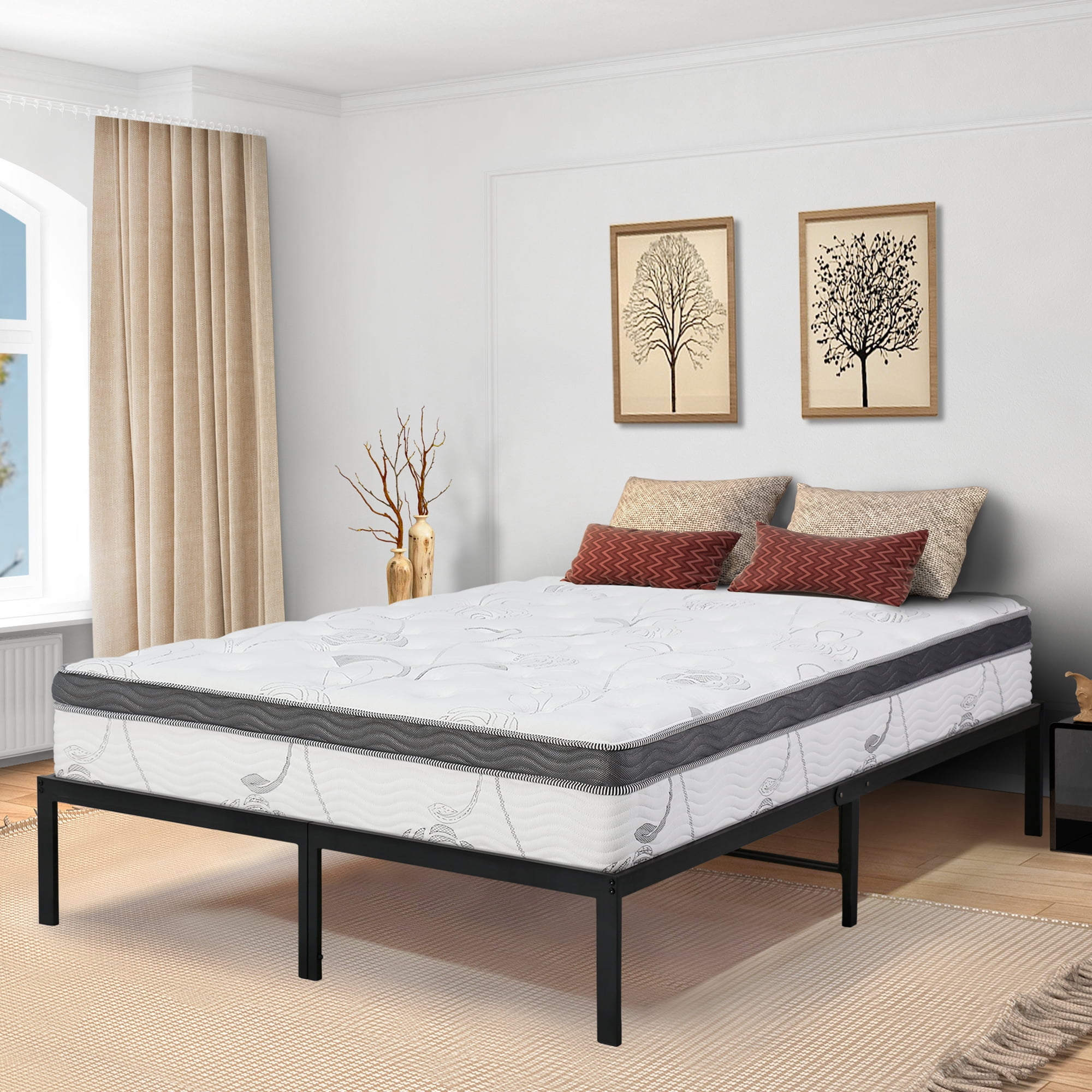 Granrest 14 Inch Innovative Metal Platform Bed Frame Queen Walmart Com Walmart Com