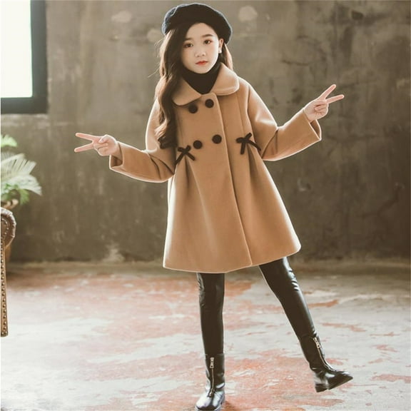 Spazoro Toddler Girls Jackets, Long Sleeves Casual Fall Winter Warm Cardigans for Kids Girls Khaki Size 2 T