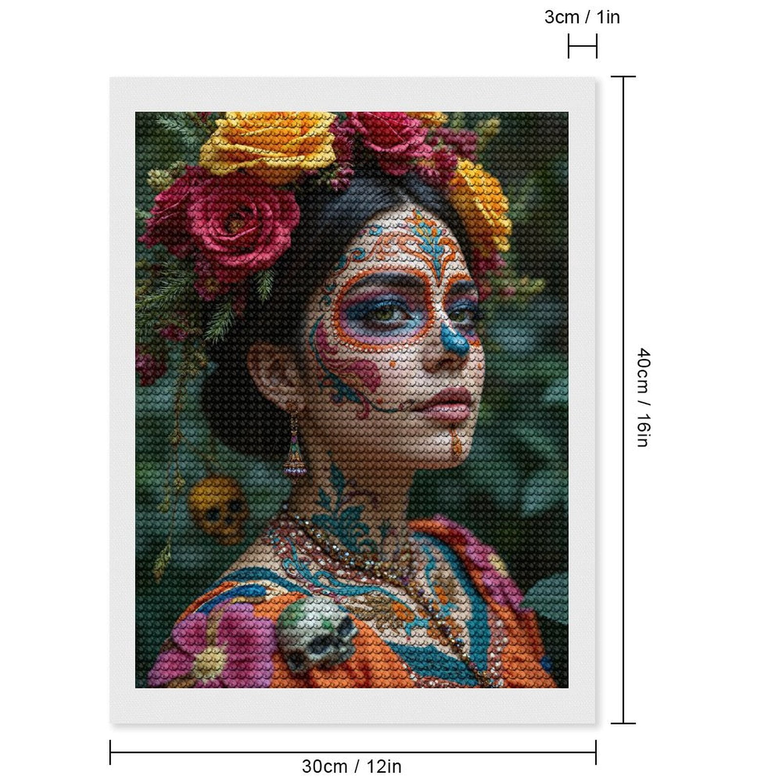 Diamond Art Kits for Adults, Colorful Floral Face Art Portrait 5D Diamond Painting Kits for Adults Beginners, DIY Full Drill Diamond Painting, Gem Art and Crafts 12x16