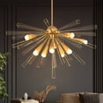 thumbnail image 5 of KPIBEST Mid-Century 9 Lights 23.6" Gold Firework Ceiling Light, Modern Ceiling Lamp for Bedroom Living Dining Room, 5 of 10