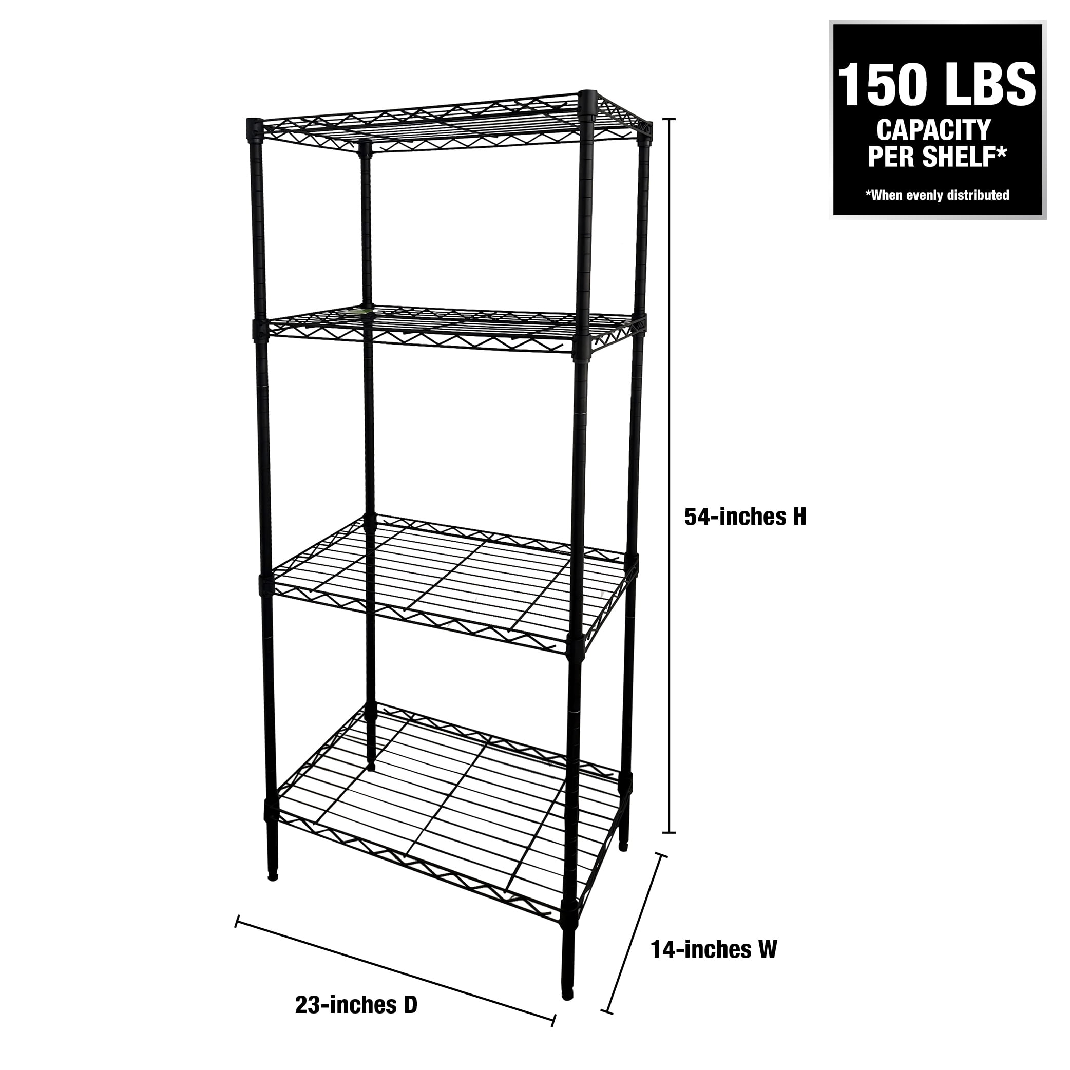 WorkPro 4-Tier Black Slim Wire Shelving