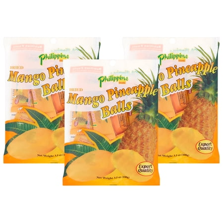 (3 pack) (3 Pack) Philippine Brand Dried Fruit, Mango Pineapple Balls, 3.5 Oz