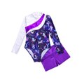 thumbnail image 5 of ZDHoor Girls Gymnastics Leotards Long Sleeve with Shorts Outfits Sparkle Dancewear Bodysuit Purple 6, 5 of 6