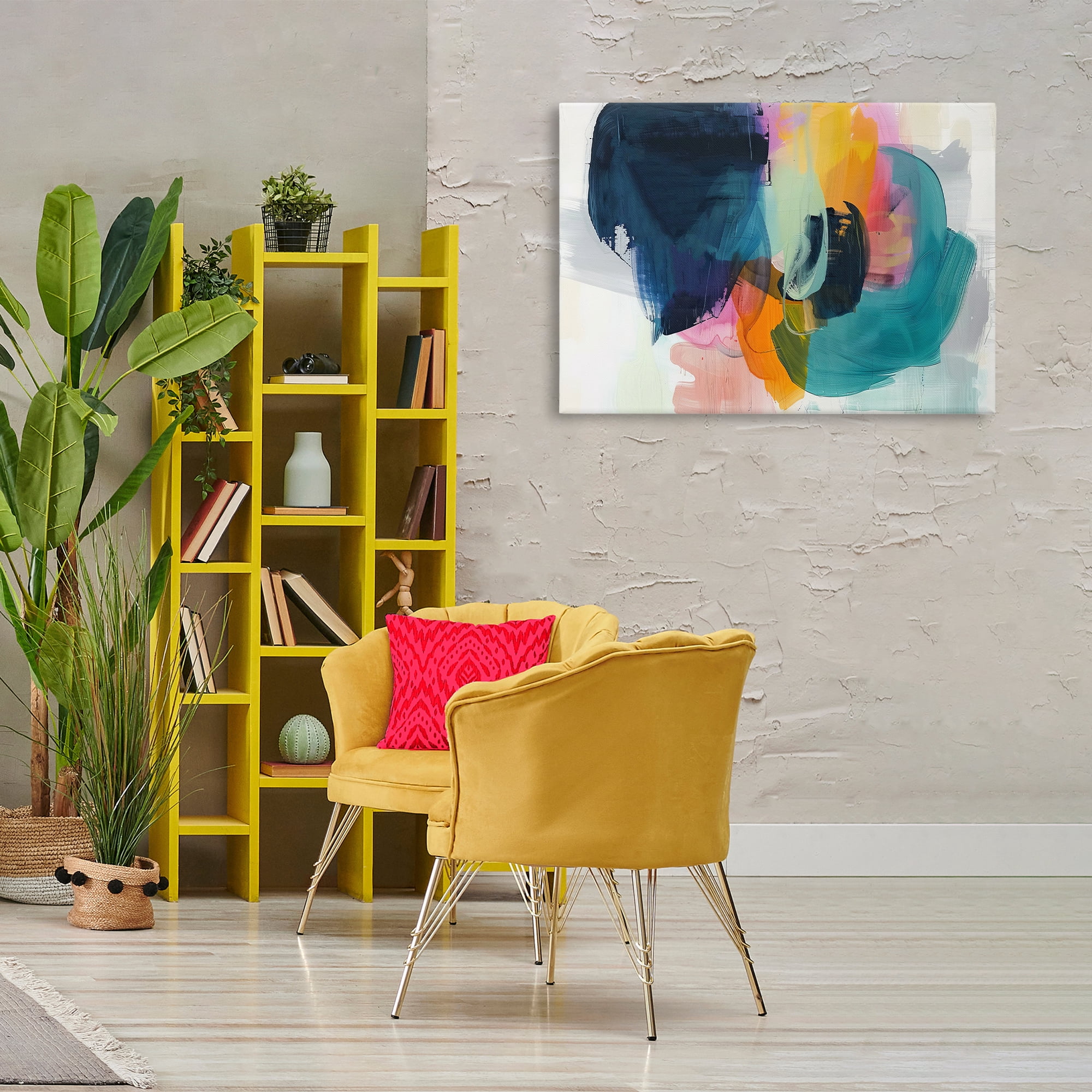 Stupell Industries Bold Hue Paint Strokes Abstract Painting Wrapped Canvas Art Print Wall Art, 36 x 24
