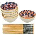 thumbnail image 4 of PENGXIANG 1 Set Bohemia Style Creative Printed Ceramic Bowl And Bamboo Chopsticks Home Tableware, 4 of 6