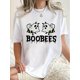 thumbnail image 1 of [Whimsical Style] Women's Casual Crew Neck T-Shirt with Bees Print, Polyester 95% Spandex 5% Knit Fabric, Medium Stretch, All Season Fashion Top, Ladies T Shirts, 1 of 6