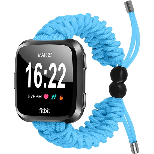 REQO Compatible with Fitbit Versa 2 Bands, Woven Nylon Friendship Rope Outdoor Survival Weave Adjustable Replacement Straps Wristbands Accessories for Versa Lite,Versa 2,SE