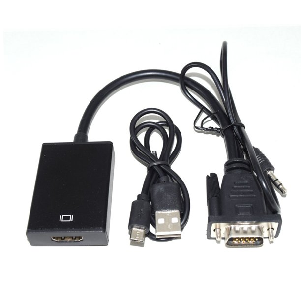 Adaptador convertidor VGA a cable con cable de audio 1080P de cobre libre de oxígeno para PC, portátil, TV, proyector, HDTV (negro)