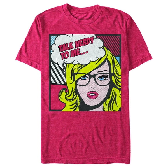Men's Lost Gods Pop Art Talk Nerdy to Me  Graphic Tee Red Heather Large