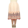 thumbnail image 3 of White Mark Plus Size Border Print Pleated Midi Skirt, 3 of 6