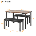 thumbnail image 4 of Kitchen Table and 2 Dining Benches Set, 3 Piece Dining Table Set for 4, Space-Saving Dinette for Kitchen, 4 of 7
