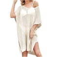 thumbnail image 2 of TMOYZQ Women's Swimwear Cover Ups 3/4 Sleeve Bathing Suit Crochet Swimsuit Coverup Mesh Knit Beach Dresses 2025 Vacation Outfits, 2 of 4