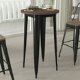 thumbnail image 3 of Merrick Lane 24" Round Metal Indoor Bar Height Table with Black Galvanized Steel Frame and Walnut Rustic Wood Top, 3 of 7