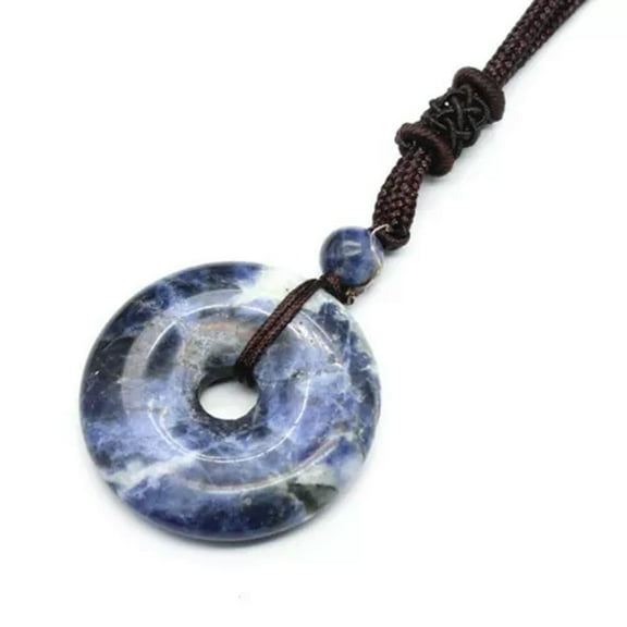 Lucky Coin Round Ring Donut Pendant Crystal Necklace Ping An Buckle Amulet Gifts