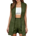 thumbnail image 2 of Short Sets for Women Sleeveless V Neck Long Cardigan Vest and Shorts 2 Piece Matching Set Business Casual Work Sets, 2 of 7