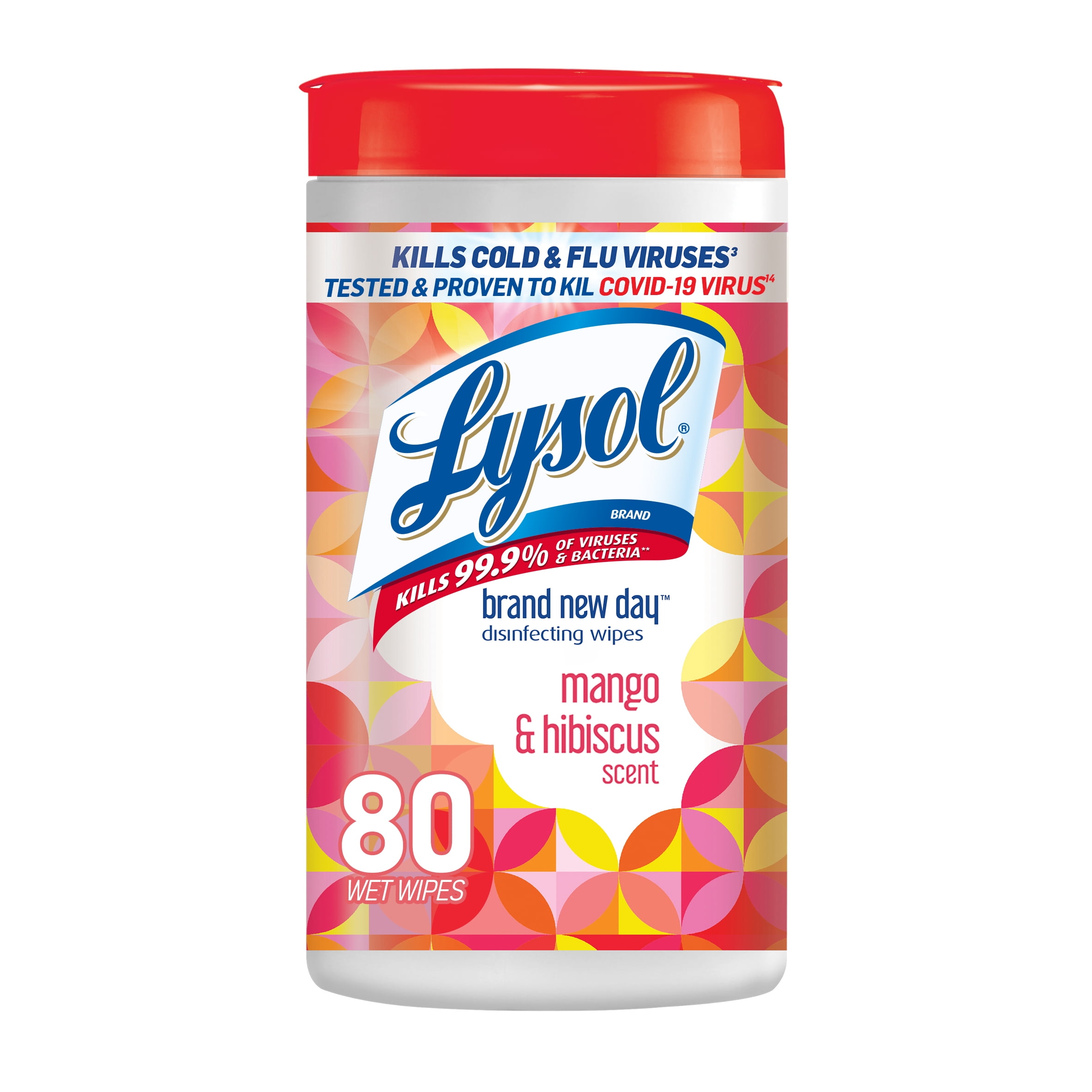 Lysol Disinfectant Wipes, Multi-Surface Antibacterial Cleaning Wipes, For Disinfecting and Cleaning, Brand New Day Mango & Hibiscus 80ct