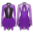 thumbnail image 3 of Aislor Women's Figure Ice Skating Layered Hollow Back Gymnastic Leotard Roller Skating Performance Dress Purple XXL, 3 of 7