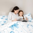 thumbnail image 4 of Erosebridal Kawaii Blue Stripes Bow Bedding Comforter Set 7-Piece for Teens,Kids Girls Cartoon Polka Dots King Bedding Sets,Luxury Bedroom Decor, 4 of 6
