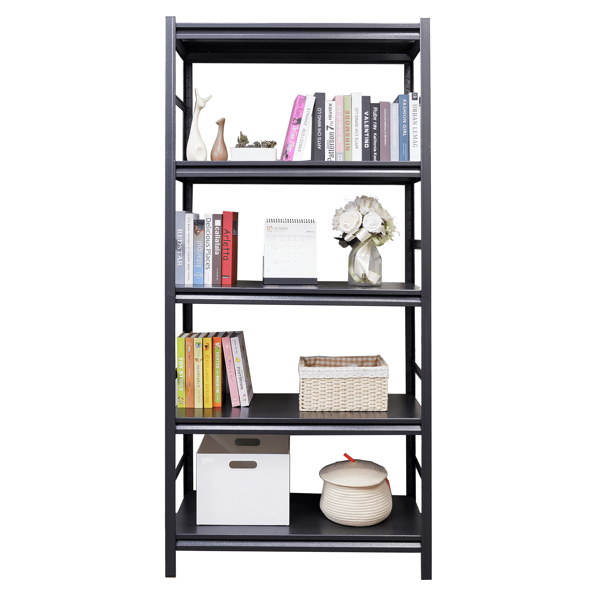 Storage Shelves 5 Tier Heavy Duty Metal Shelving Unit Adjustable Shelving Units and Storage Rack Kitchen Garage Shelf H72 * W35.4 * D15.7