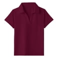 thumbnail image 3 of ZHOGXU Toddler Kids Girls Polo Shirt Solid Color Short Sleeve Lapel Breathable Lightweight Tee Top For Everyday Wear,WN,5-6 Years, 3 of 7