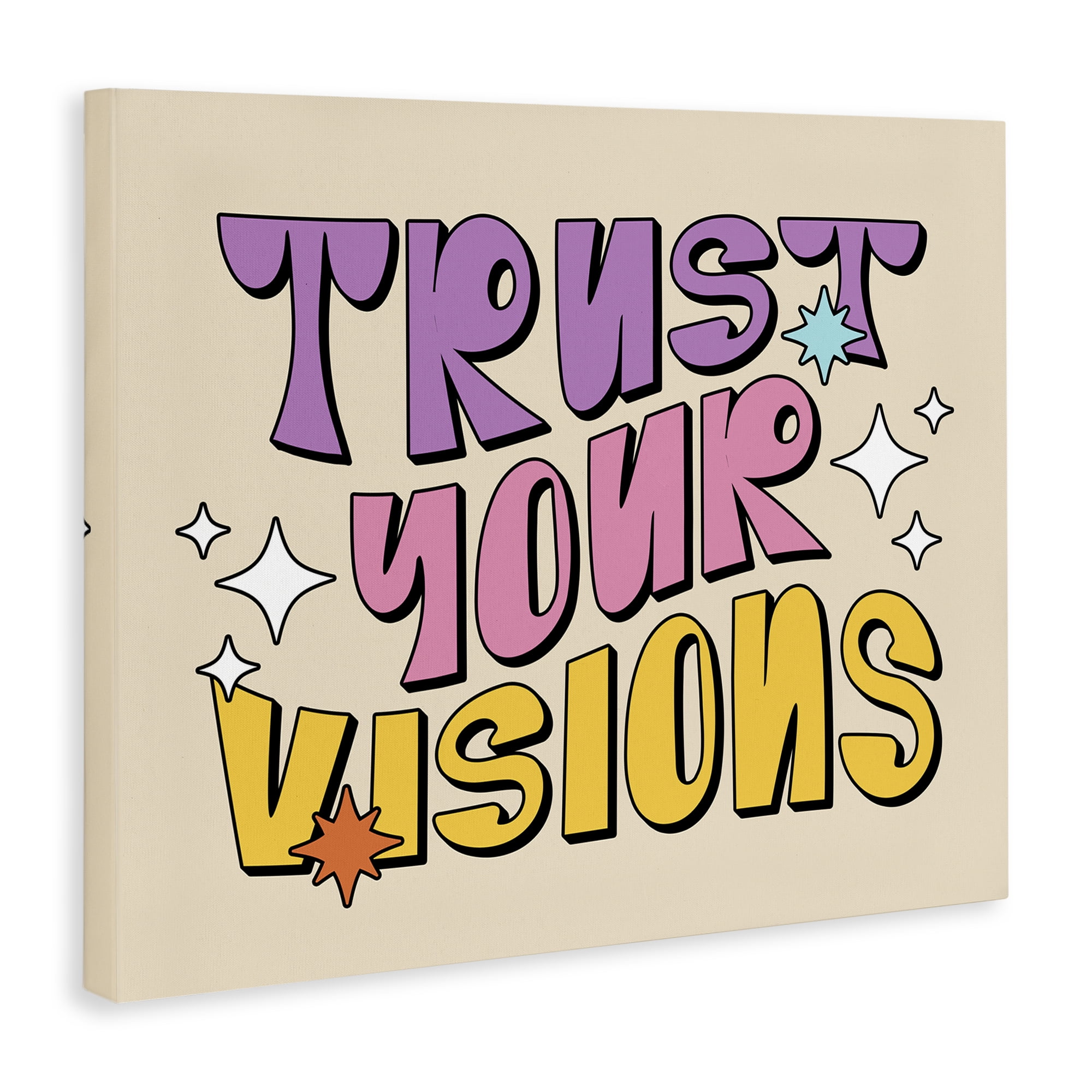 Stupell Industries Retro Trust Your Visions Text & Numbers Painting Wrapped Canvas Art Print Wall Art, 30 x 24