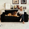 thumbnail image 5 of QuzyAor 70" Corduroy Convertible Loveseat Sofa, 2-in-1 Cloud Sleeper Couch with Memory Foam, Folding Boneless Love Seat for Living Room, Apartment, Black, 5 of 12