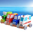 thumbnail image 3 of Juguete educativo para niños, de madera, para montar, coche de policía de bomberos, 3 of 5